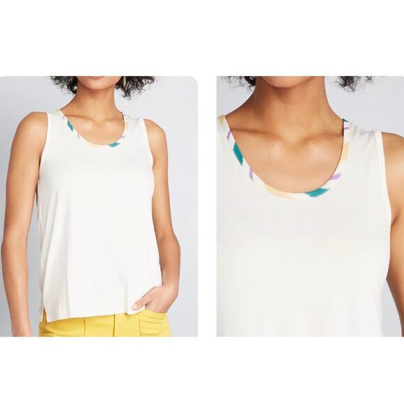 MODCLOTH Contrast in Action Knit Tank Top Multicolor Trim - Sz XXS - NWT - Picture 1 of 3